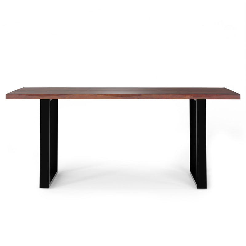 Simpli-Home Fieldcrest handcrafted dining table with sturdy wooden surface and elegant design, perfect for modern dining rooms.