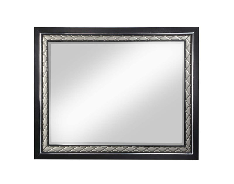 Nicola - Mirror - Silver Synthetic Leather & Black - R&R Furniture Gallery (Fountain Valley, CA)