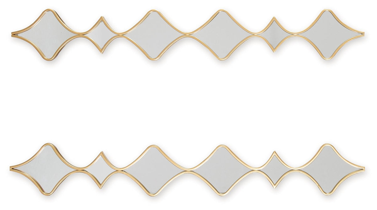 Harriswood - Accent Mirror Set (Set of 2) - Gold Finish - R&R Furniture Gallery (Fountain Valley, CA)