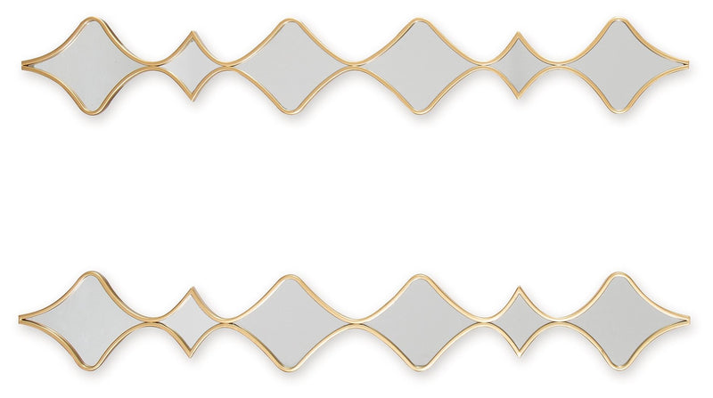 Harriswood - Accent Mirror Set (Set of 2) - Gold Finish - R&R Furniture Gallery (Fountain Valley, CA)