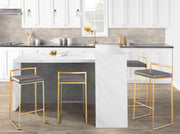 Lumi Source Fuji contemporary glam barstool with sleek metal frame and upholstered seat, ideal for modern interior decor