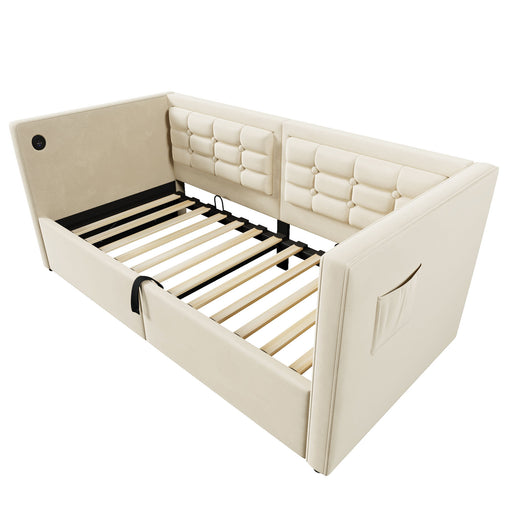 Upholstered Hydraulic Storage Daybed With USB & Type C Charging - R&R Furniture Gallery (Fountain Valley, CA)