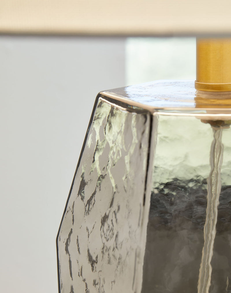 Taylow - Glass Table Lamp  - Gray - R&R Furniture Gallery (Fountain Valley, CA)