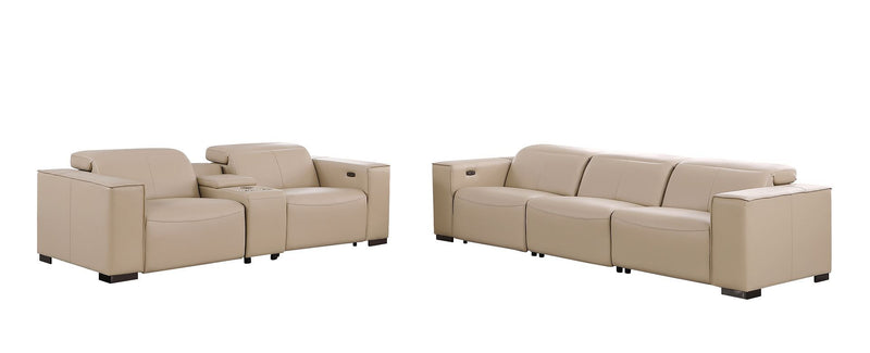 1208 - Leather Reclining Set (Sofa & Loveseat With 5 Power Recliners)