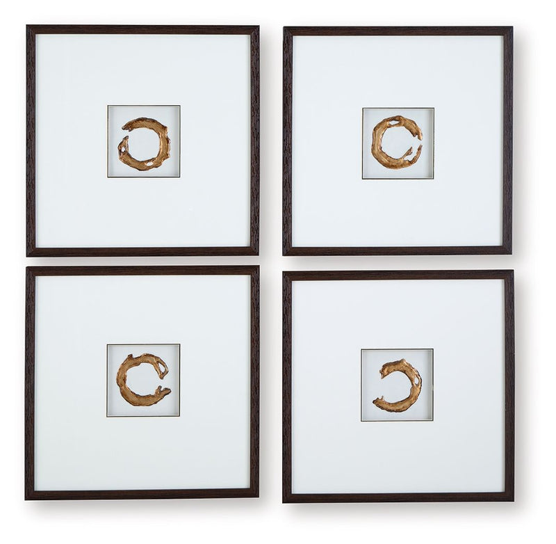 Dallbourne - Wall Art Set (Set of 4) - White / Gold Finish - R&R Furniture Gallery (Fountain Valley, CA)