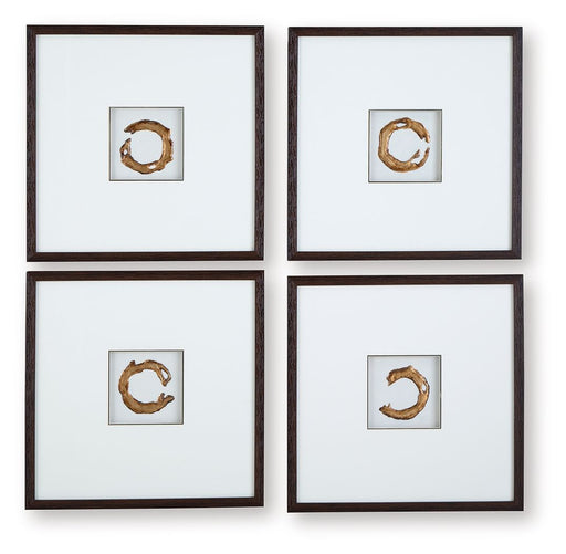 Dallbourne - Wall Art Set (Set of 4) - White / Gold Finish - R&R Furniture Gallery (Fountain Valley, CA)
