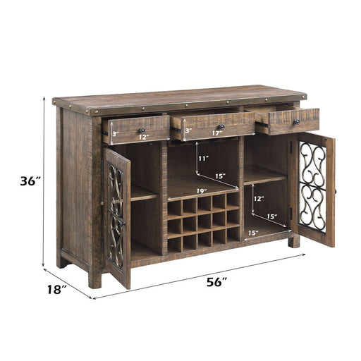 Raphaela - Server With Cup Holder & Wine Rack - Weathered Cherry - R&R Furniture Gallery (Fountain Valley, CA)