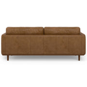Simpli-Home Morrison upholstered stationary sofa with plush cushions and neutral fabric, ideal for modern living rooms.