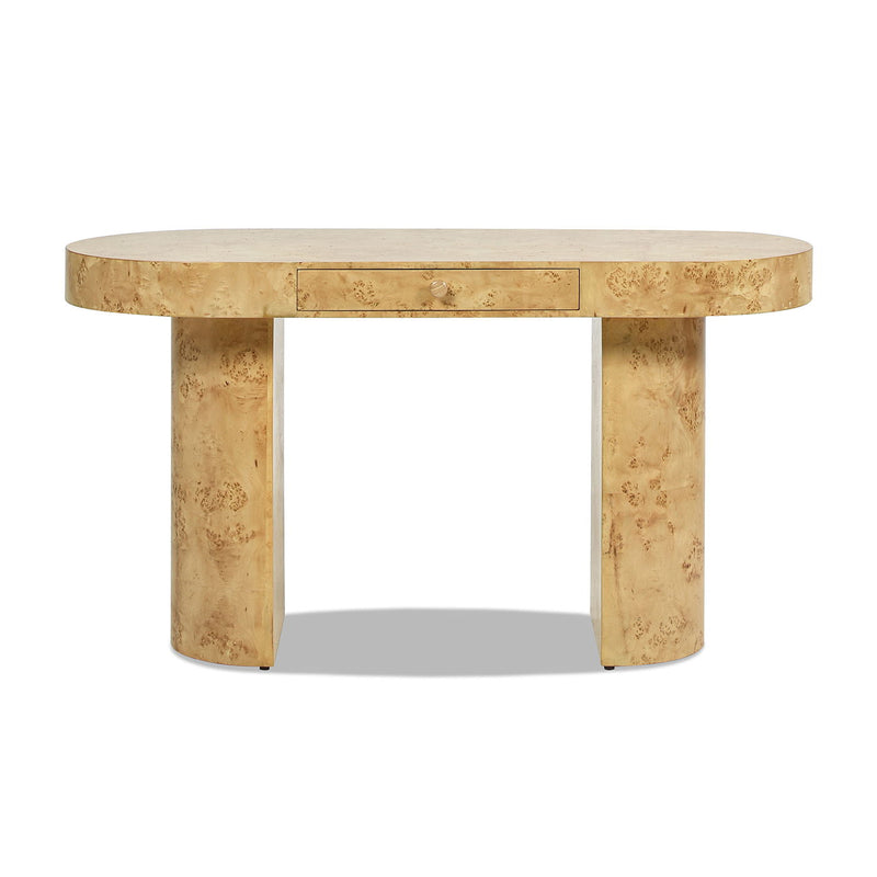 Jennifer Taylor Home Jesse single drawer oval computer desk with wood finish and sleek design, ideal for modern home office setups.