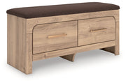 Kinlanni - Bedroom Upholstered Storage Bench - Tan / Brown - R&R Furniture Gallery (Fountain Valley, CA)