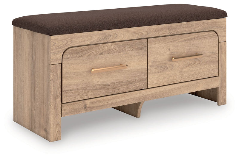 Kinlanni - Bedroom Upholstered Storage Bench - Tan / Brown - R&R Furniture Gallery (Fountain Valley, CA)