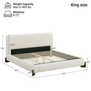 Elegant Boucle Upholstered Bed With Solid Wood Legs - R&R Furniture Gallery (Fountain Valley, CA)