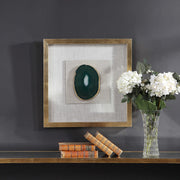 Keeva Agate Stone Shadow Box wall decor by Uttermost featuring a gold finish and natural agate stone design.