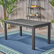Outdoor expandable dining table with square legs by Noble House, featuring a sleek wooden surface for outdoor dining.