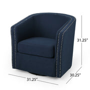 Modern upholstered Noble House swivel club chair with nailhead trim, showcasing a plush seat, curved back, and decorative nailhead accents.