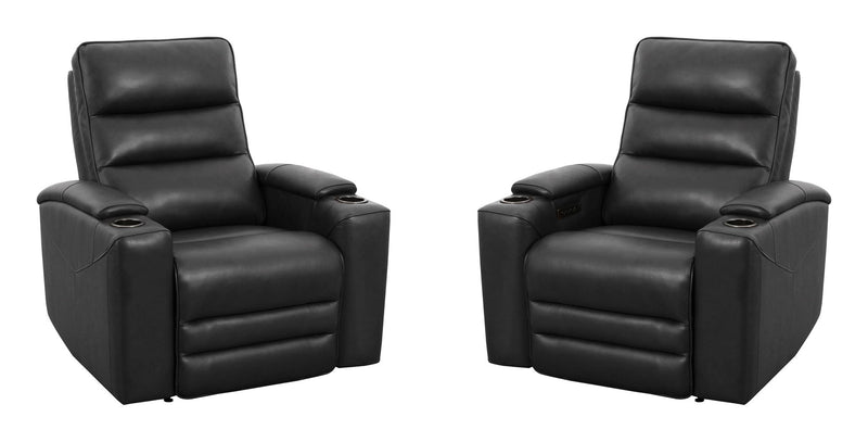 Parker Living Nexus Power Zero Gravity Recliner in black, showcasing padded armrests and adjustable reclining features.