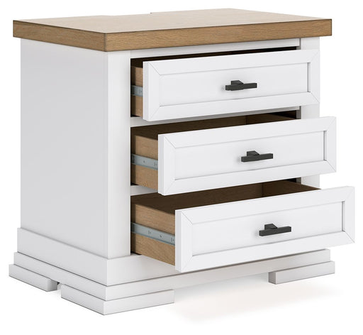 Ashbryn - Three Drawer Night Stand - White / Natural - R&R Furniture Gallery (Fountain Valley, CA)