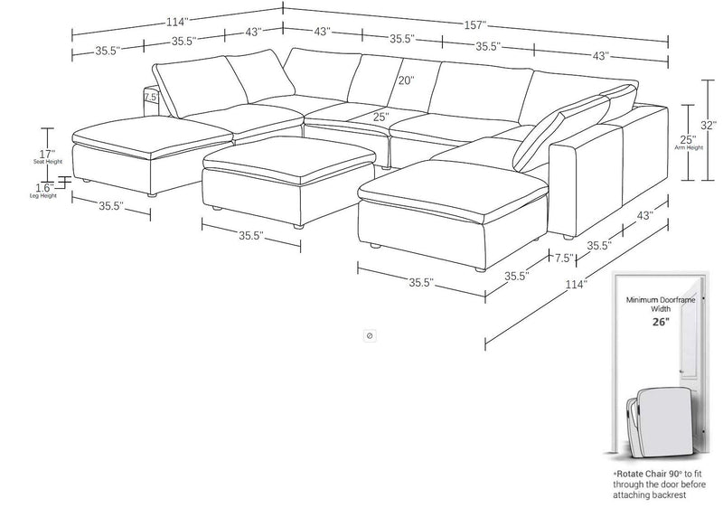 1100 - Top-Grain Italian Leather 9-Piece Sectional With Chaise