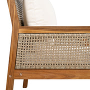 Acacia Wood Patio Furniture Club Chair, Outdoor Wicker Armchair, Deep Seating With Soft Cushions For Porch - Teak / Mix Brown - R&R Furniture Gallery (Fountain Valley, CA)