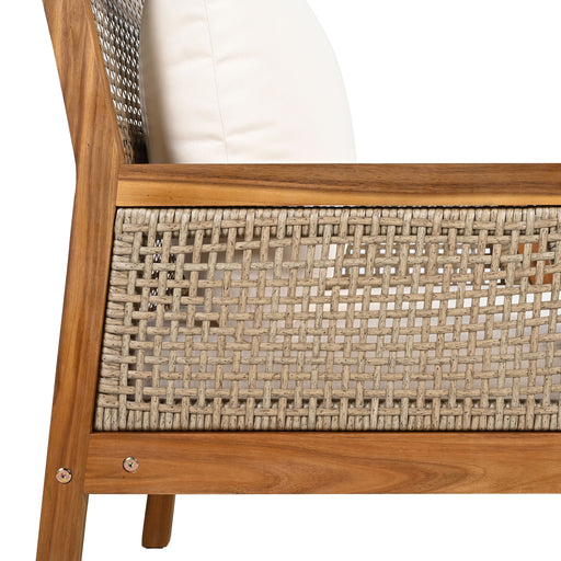 Acacia Wood Patio Furniture Club Chair, Outdoor Wicker Armchair, Deep Seating With Soft Cushions For Porch - Teak / Mix Brown - R&R Furniture Gallery (Fountain Valley, CA)