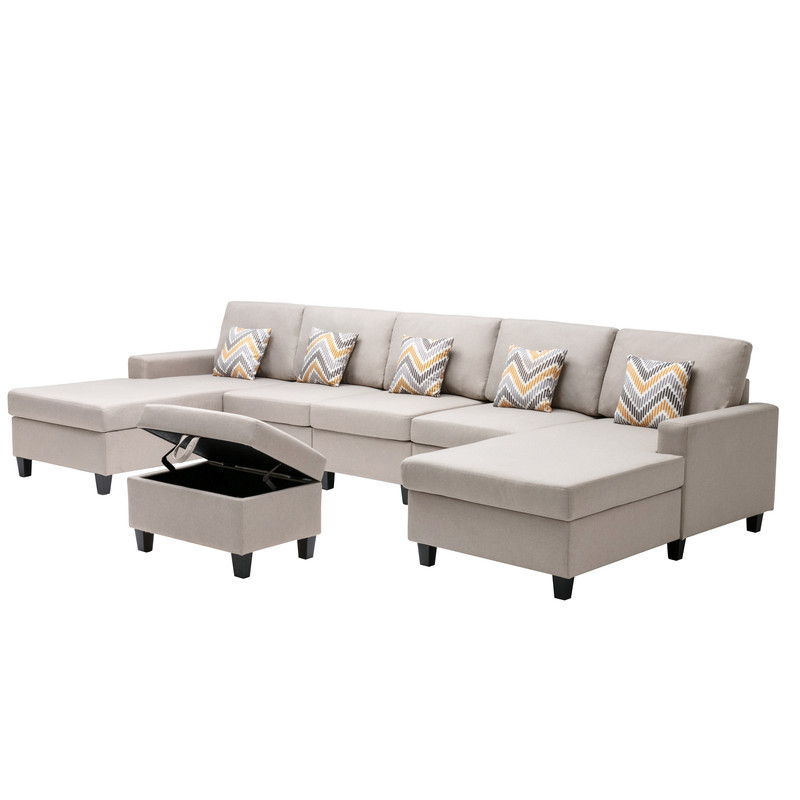 Nolan - Fabric 6 Piece Sectional Sofa With Pillows And Interchangeable Legs - R&R Furniture Gallery (Fountain Valley, CA)