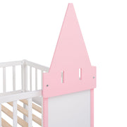 Twin Over Twin Castle Bunk Bed With Ladder - Pink - R&R Furniture Gallery (Fountain Valley, CA)