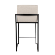 Lumi Source Fuji contemporary high back counter stool set with sleek modern design and wooden legs, ideal for kitchen or bar seating.