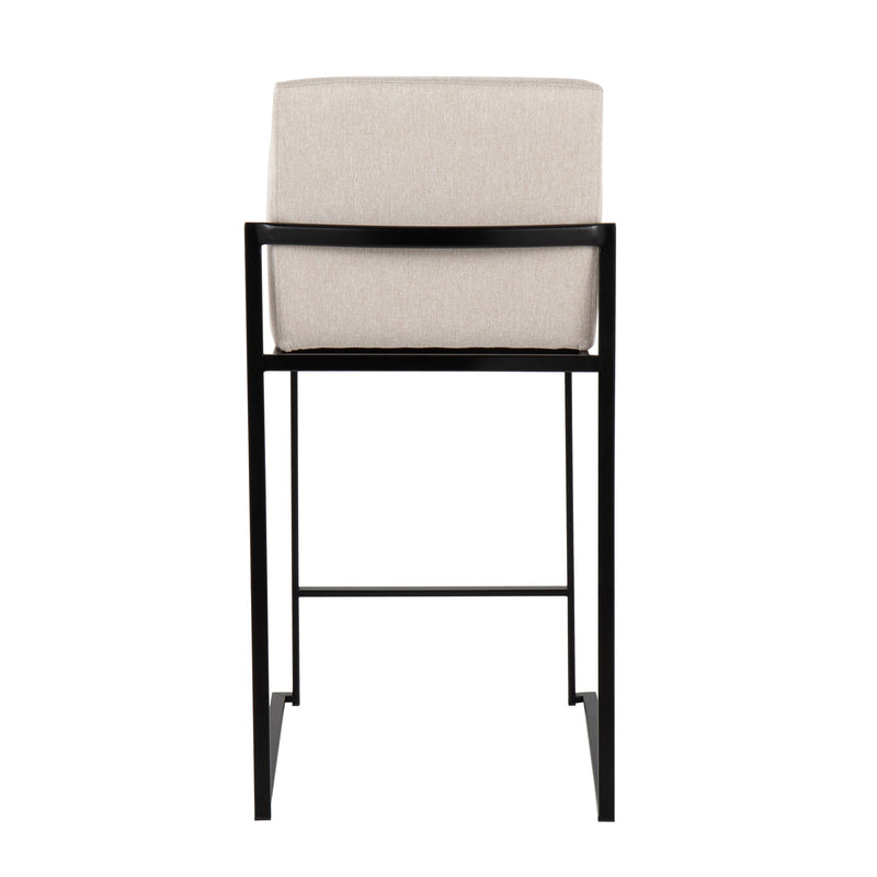 Lumi Source Fuji contemporary high back counter stool set with sleek modern design and wooden legs, ideal for kitchen or bar seating.