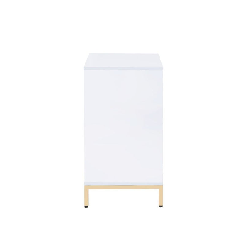 Ottey - Cabinet - White High Gloss & Gold - R&R Furniture Gallery (Fountain Valley, CA)