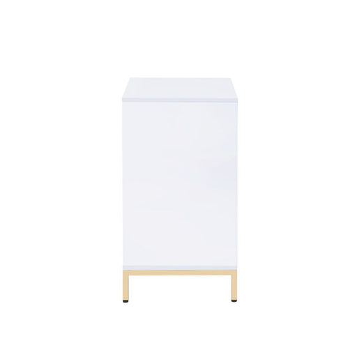 Ottey - Cabinet - White High Gloss & Gold - R&R Furniture Gallery (Fountain Valley, CA)
