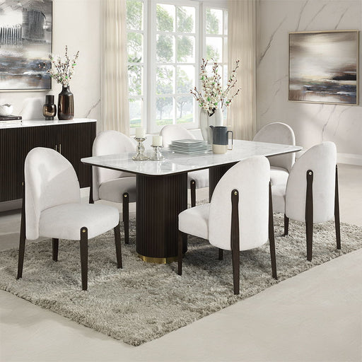 Clayten - Server - White Natural Marble Top & Espresso - R&R Furniture Gallery (Fountain Valley, CA)