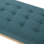 Vibratory - Button Tufted Upholstered Ottoman With Splayed Wooden Legs - Teal / Natural - R&R Furniture Gallery (Fountain Valley, CA)