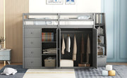 DreamHaus loft bed with built-in wardrobes, cabinets, and drawers, showcasing a modern space-saving bedroom furniture design.
