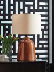 Aaleahya - Glass Table Lamp - Rust - R&R Furniture Gallery (Fountain Valley, CA)