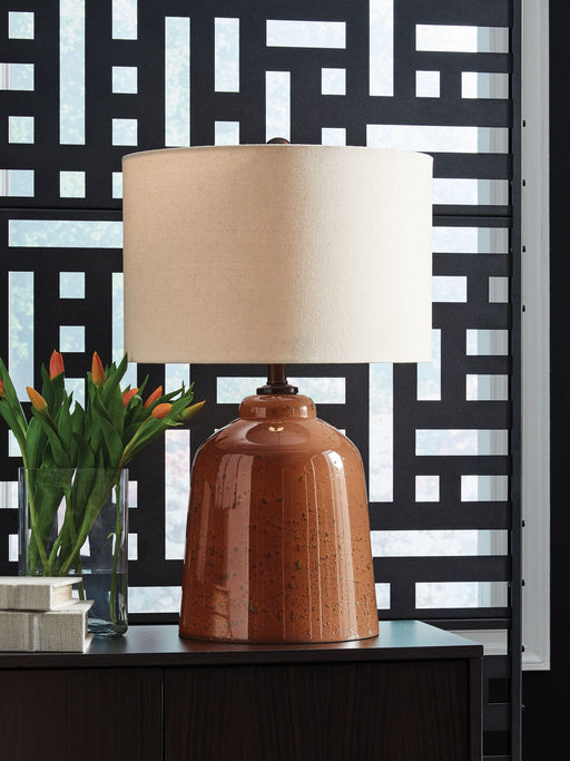 Aaleahya - Glass Table Lamp - Rust - R&R Furniture Gallery (Fountain Valley, CA)