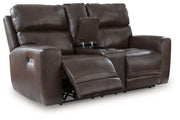 Crossplex - Power Reclining Loveseat / Console / Adjustable Headrest - Smoke - R&R Furniture Gallery (Fountain Valley, CA)
