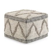 Simpli-Home Sweeney upholstered square accent pouf with soft fabric and modern design, perfect for living room or bedroom seating.