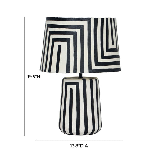 Minori - Striped Papier Mache Table Lamp - Black - R&R Furniture Gallery (Fountain Valley, CA)