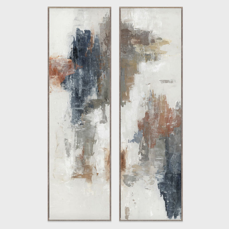 Brand New - Diptych Painting Art by Buddy Whitlock - Dark Gray / Blue - R&R Furniture Gallery (Fountain Valley, CA)