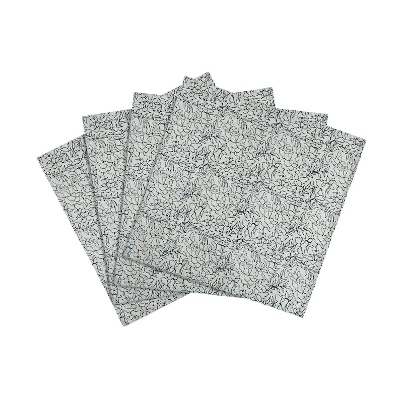 Set of four TOV Furniture Crissy cotton canvas printed napkins with inked design, featuring a stylish and functional table accessory.