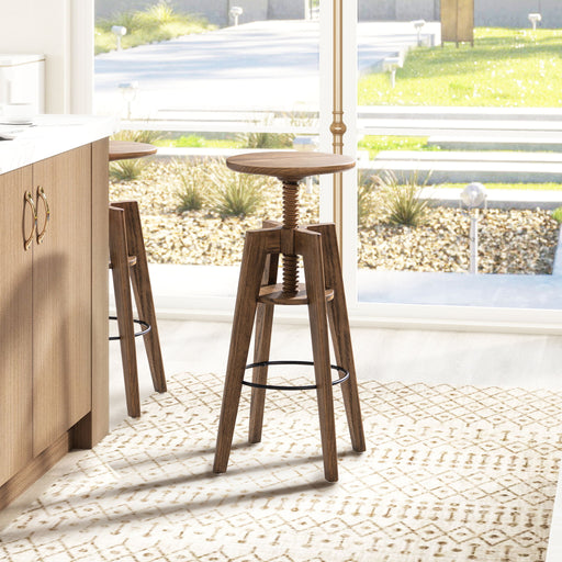 Spencer - Minimalist Oak Adjustable Bar Counter Stool - Walnut Brown Oak - R&R Furniture Gallery (Fountain Valley, CA)
