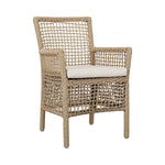 Natural outdoor dining chair from Classic Home's Brisbane collection, featuring a woven seat and sturdy wooden frame.