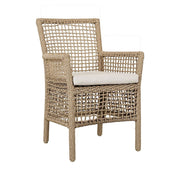 Natural outdoor dining chair from Classic Home's Brisbane collection, featuring a woven seat and sturdy wooden frame.