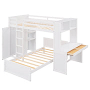 DreamHaus loft bed with standalone bed, shelves, desk, and wardrobe, showcasing a multi-functional bedroom furniture setup.
