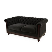 Chesterfield Loveseat Sofa, 2 Person Rolled Arm Upholstered Couch - R&R Furniture Gallery (Fountain Valley, CA)