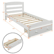 DreamHaus storage bed frame with wood slat support and built-in storage drawers, no box spring needed in a modern design.