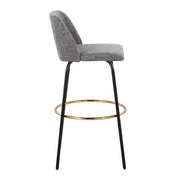 Lumi Source Toriano contemporary fixed height barstool set with swivel seat and round footrest, shown in modern kitchen setting