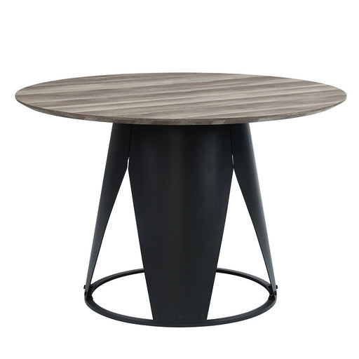 Zudora - Round Dining Table - Antique Oak & Black - R&R Furniture Gallery (Fountain Valley, CA)