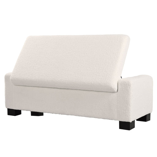 Textured Boucle Ottoman Bench With Hinged Lid For Seating And Storage - Beige - R&R Furniture Gallery (Fountain Valley, CA)