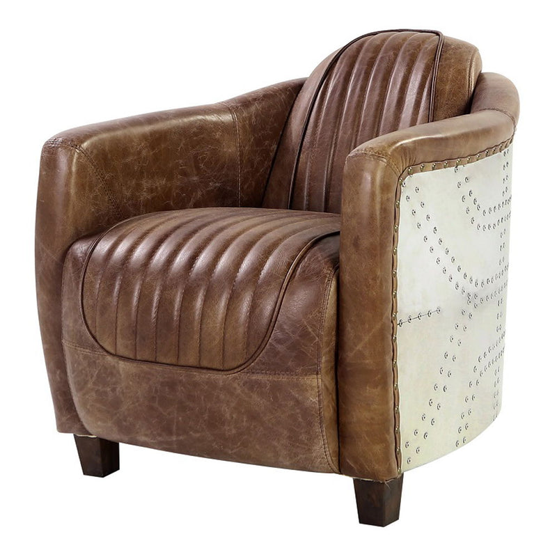 Brancaster - Chair - Retro Brown Top Grain Leather & Aluminum - R&R Furniture Gallery (Fountain Valley, CA)
